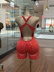 Cheetah Romper - Red