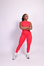 Shaped jumpsuit - cherry