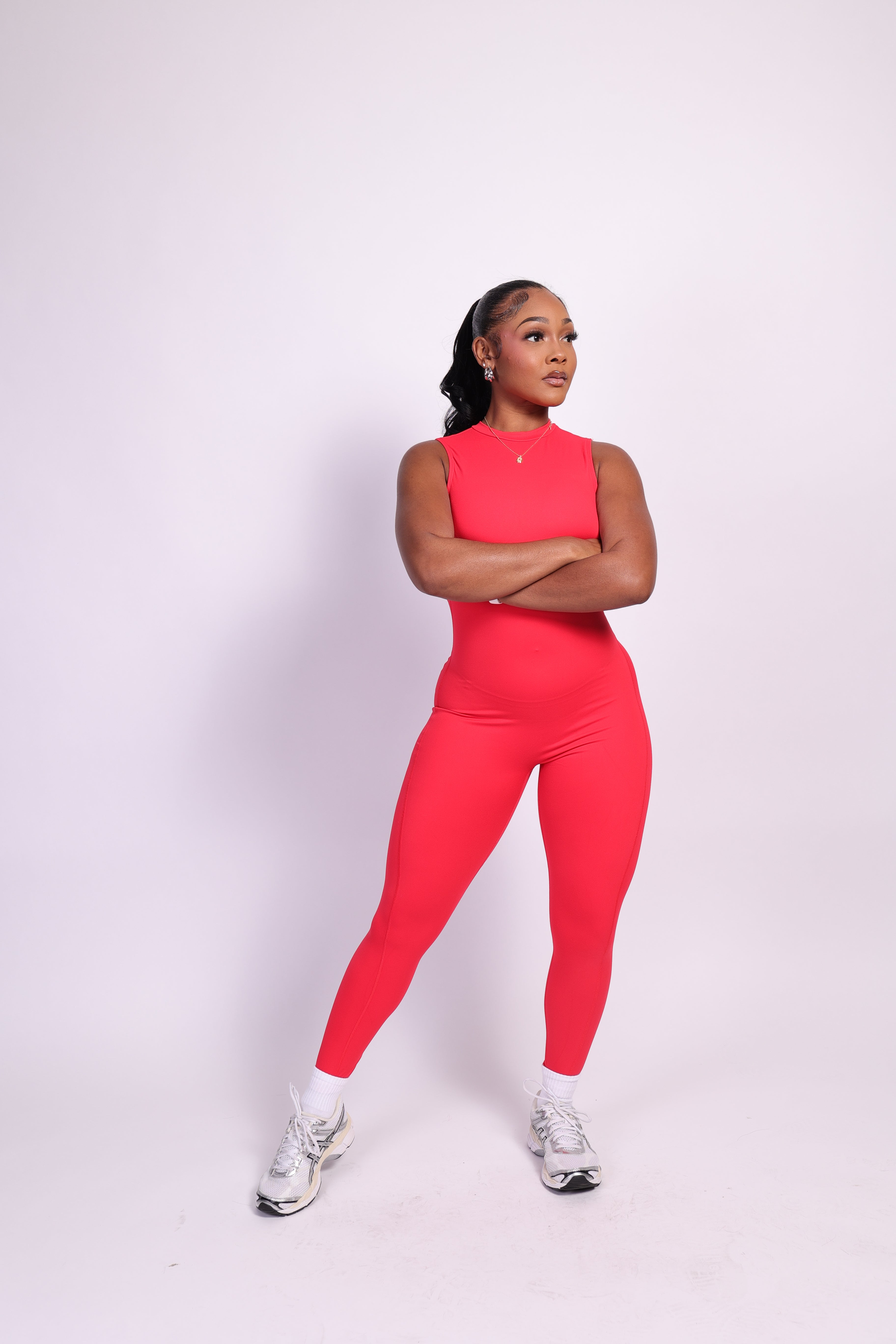 Shaped jumpsuit - cherry