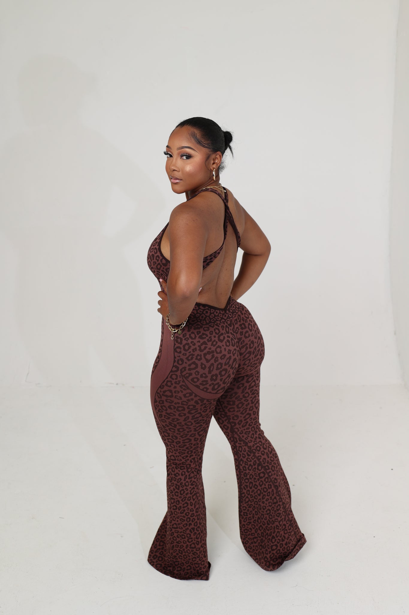 Flare Cheetah Stretch & Compress - Mocha