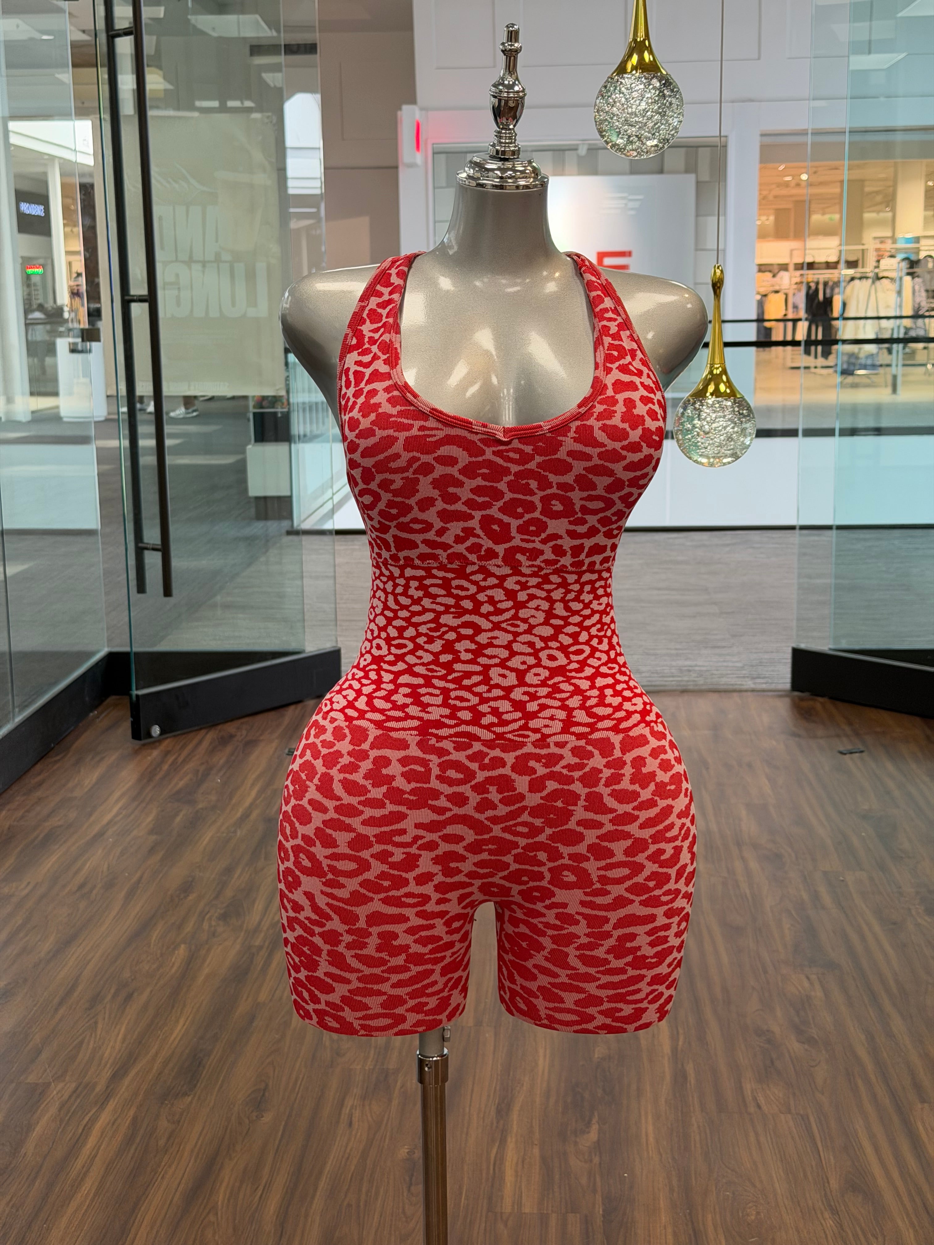 Cheetah Romper - Red