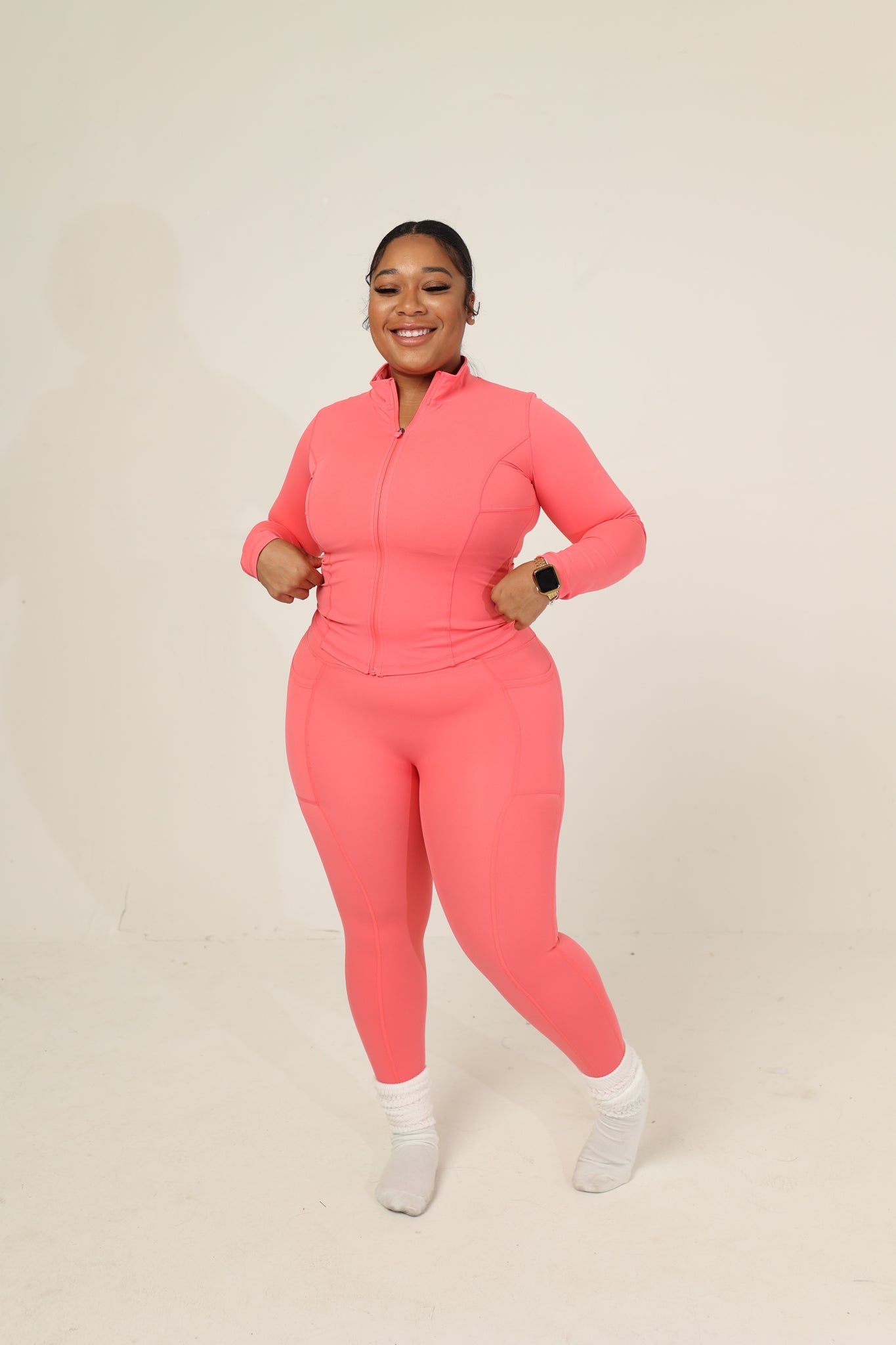 Fit Babe Zip Set - Grapefruit