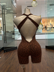 Cheetah Romper - Mocha