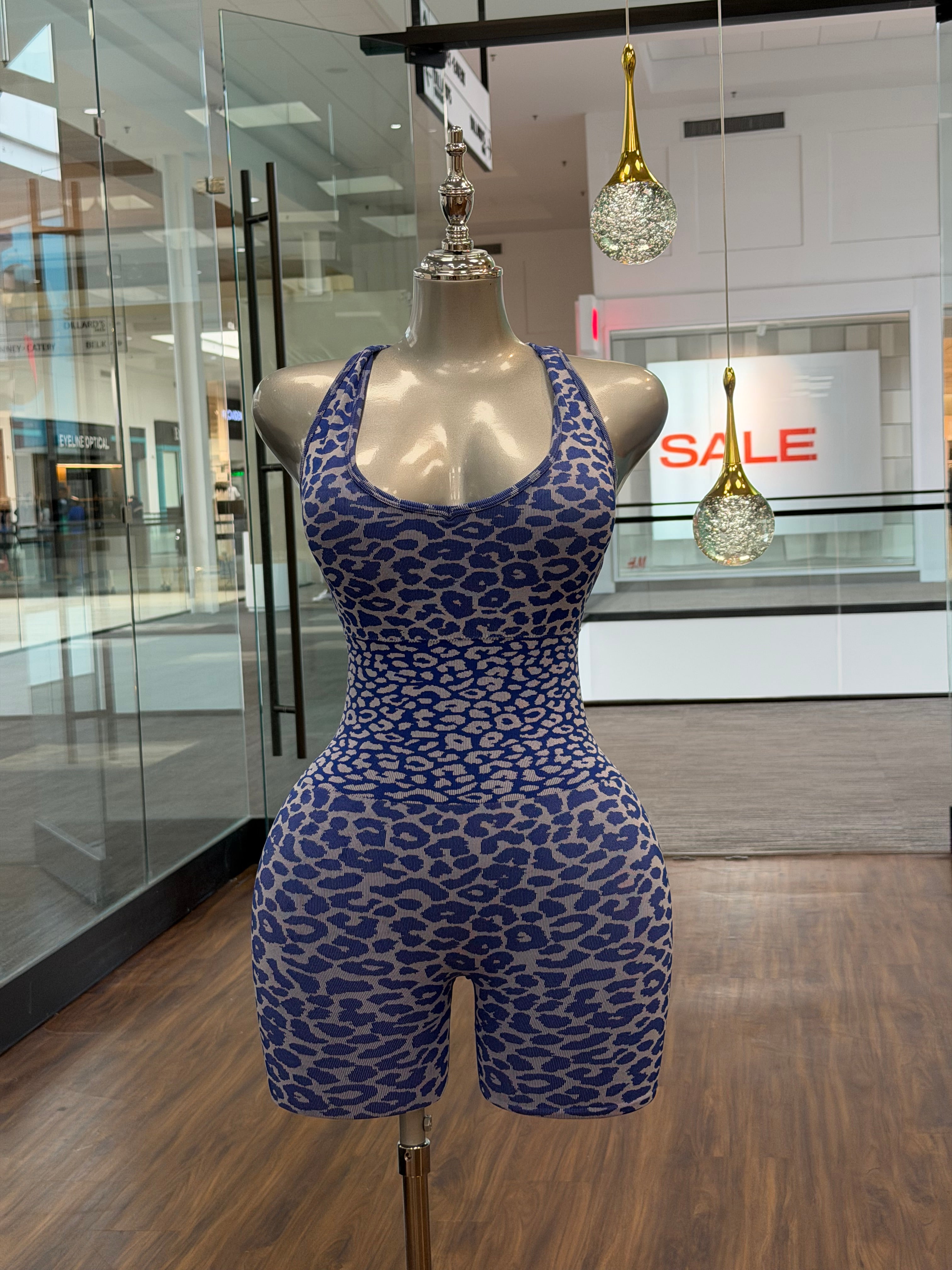 Cheetah Romper - Blue