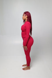 Smooth Body Jacket Set - Wine