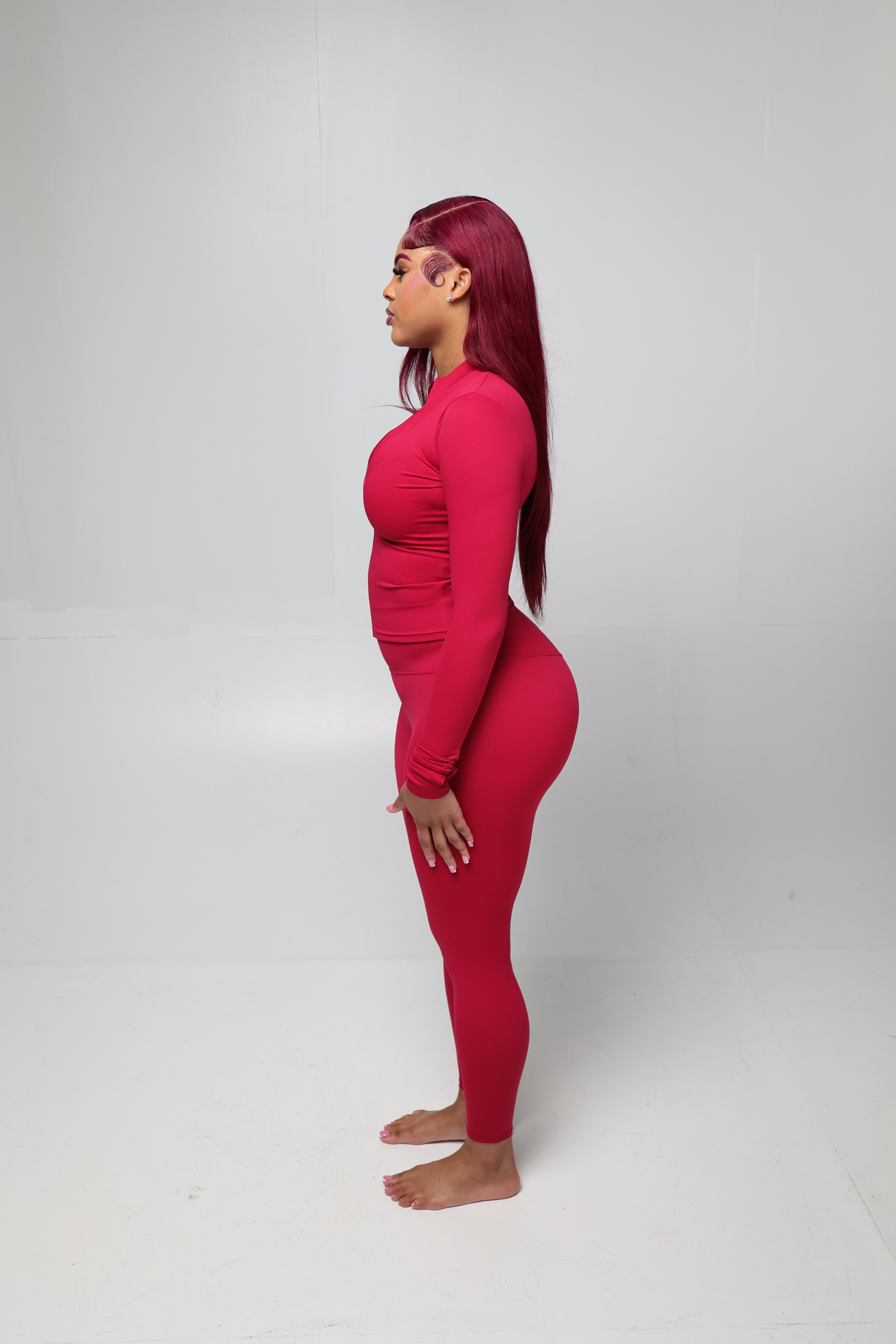 Smooth Body Jacket Set - Wine