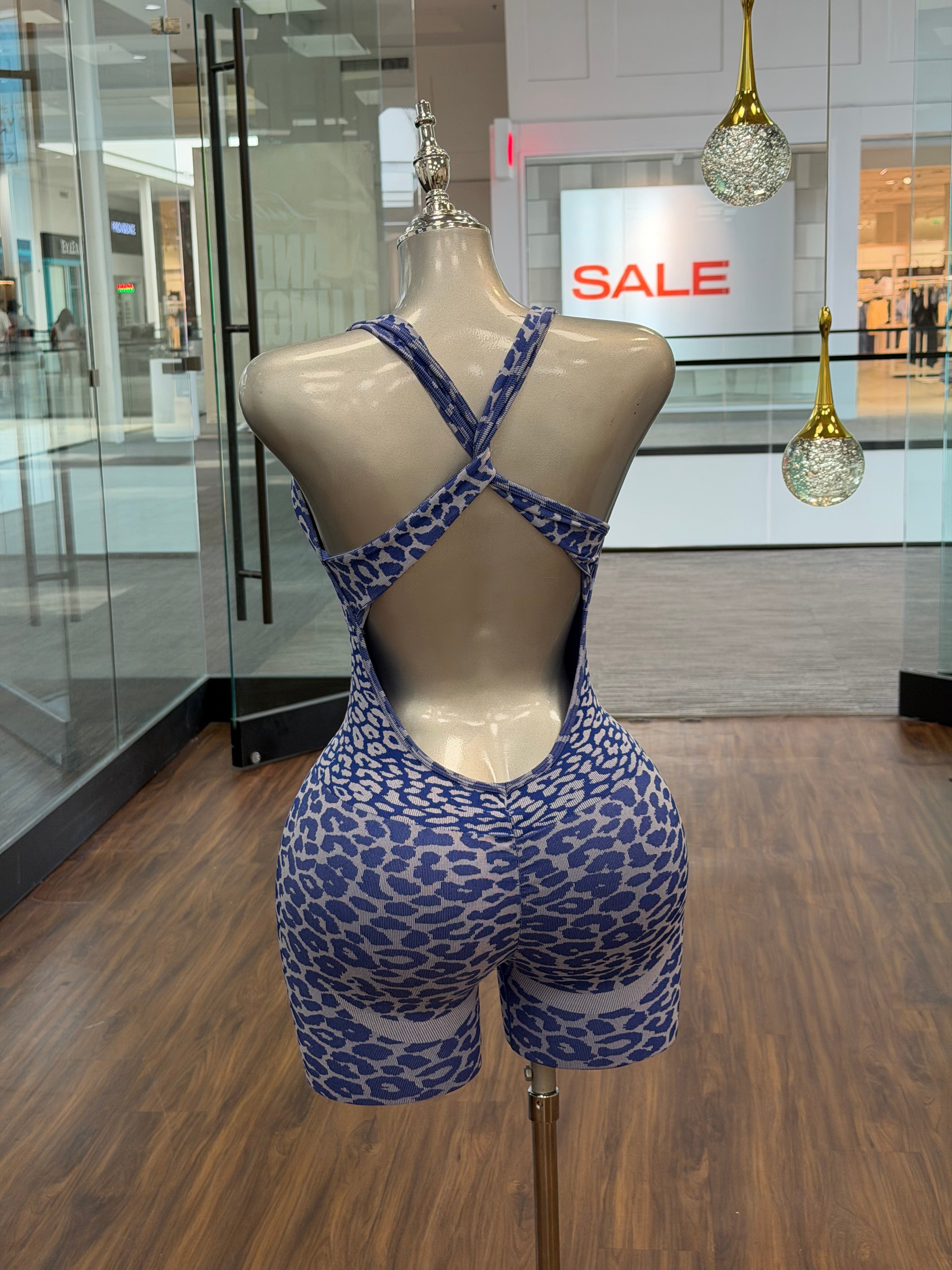Cheetah Romper - Blue