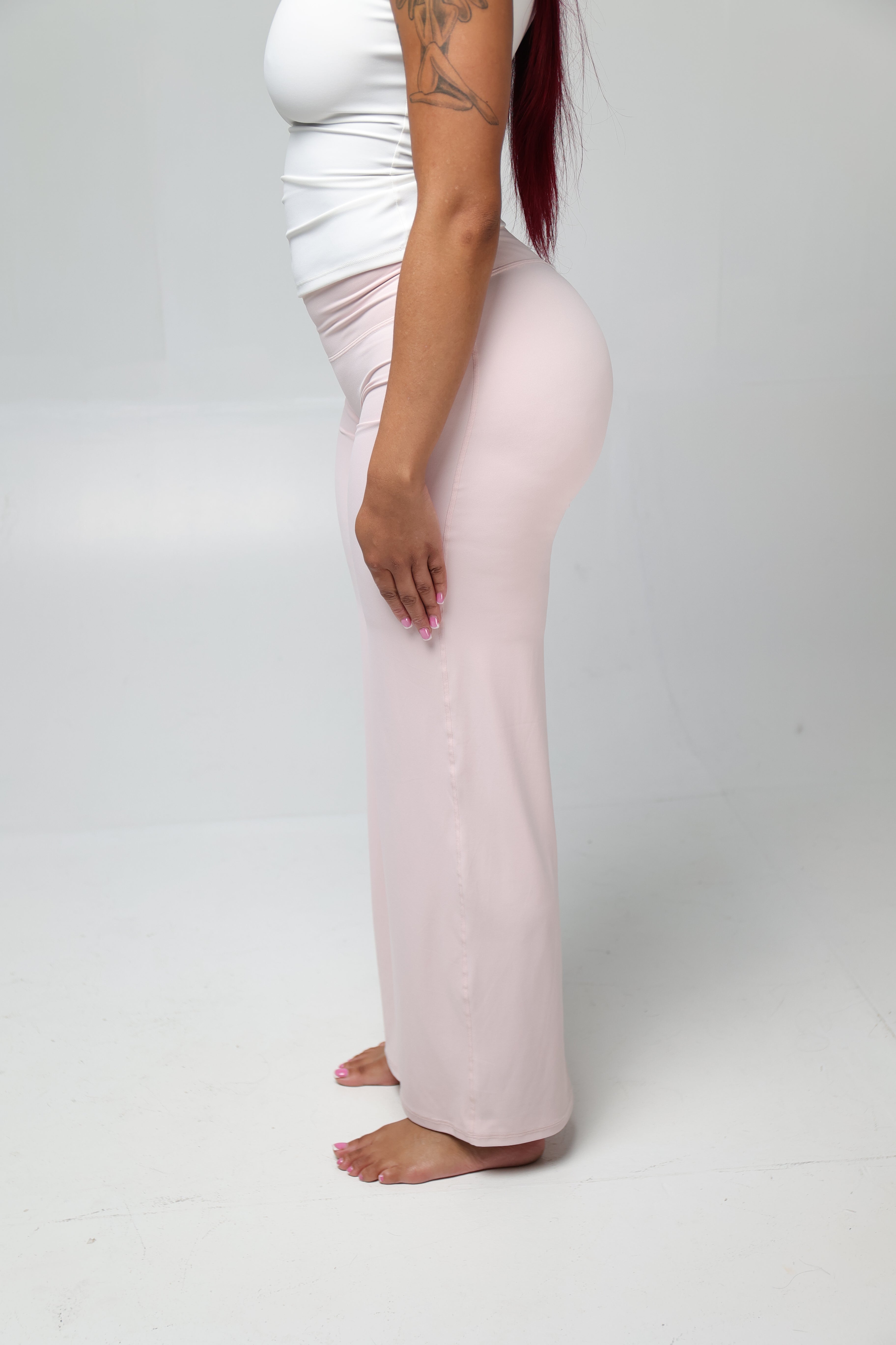 Body Line Straight Pants - Blush