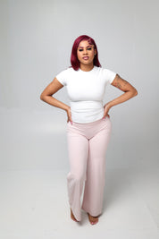 Body Line Straight Pants - Blush